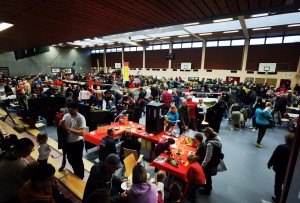 Blick in die Halle - Harald mit Drachenstein ist dort platziert wo die Besucher als erstes in den Ausstellungsbereich gelangen.