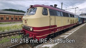 218 105 der Nesa mit Freizeitexpress IRE 3 auf der Rückfahrt vom Bodense
